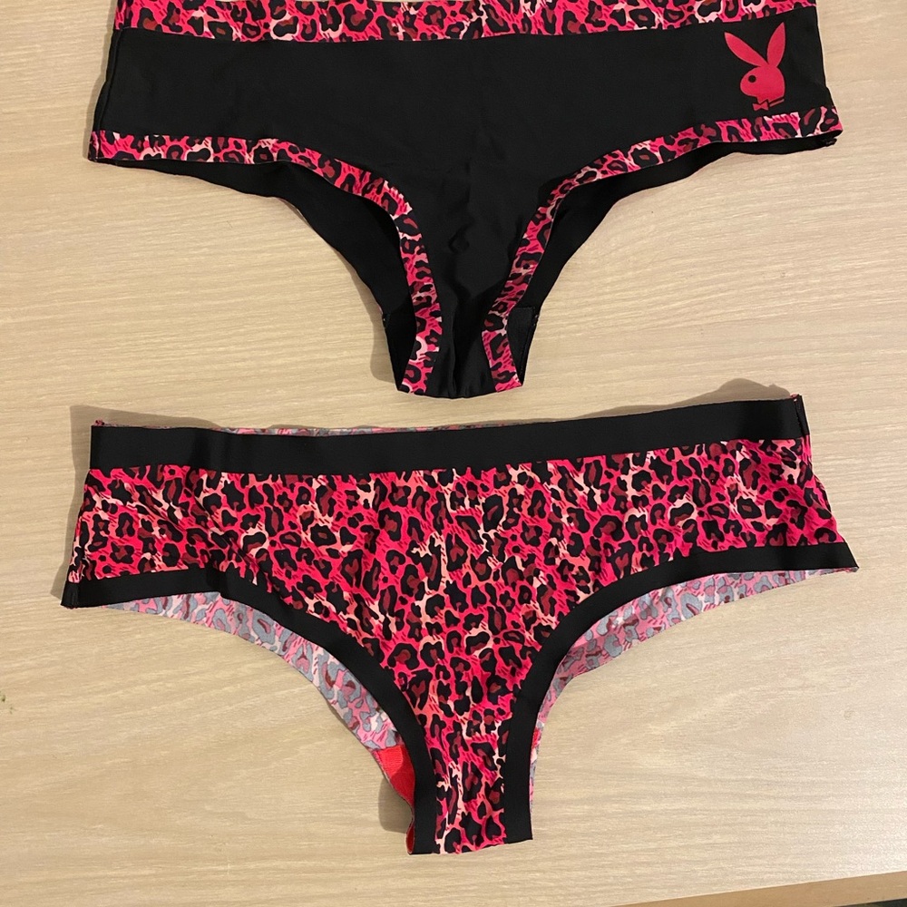 PLAYBOY Pink and Black Leopard Print Cheeky